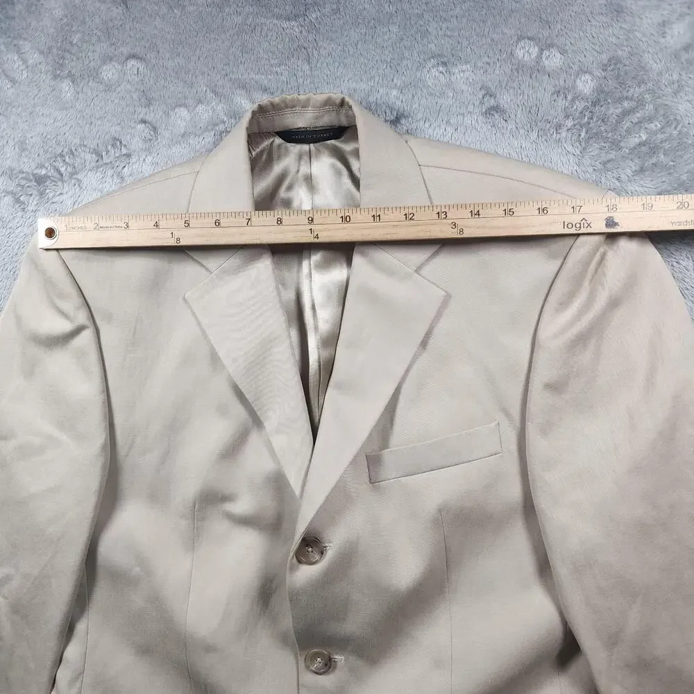 Banana Republic Blazer Mens 40S Beige Cotton Linen Sport Coat Jacket Made Turkey